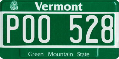 VT license plate POO528