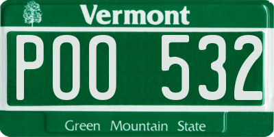 VT license plate POO532