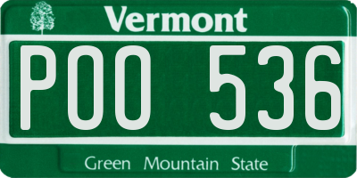VT license plate POO536