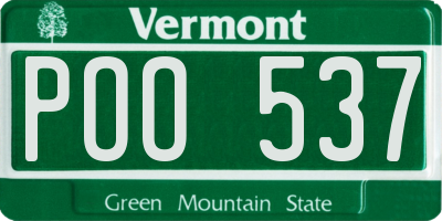 VT license plate POO537