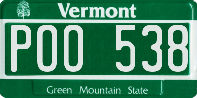 VT license plate POO538