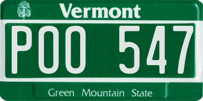 VT license plate POO547