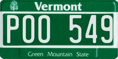 VT license plate POO549