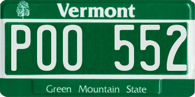 VT license plate POO552
