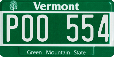 VT license plate POO554