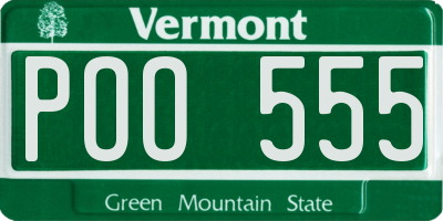 VT license plate POO555