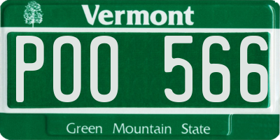 VT license plate POO566