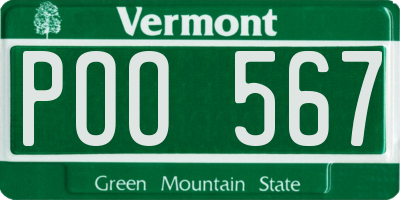 VT license plate POO567