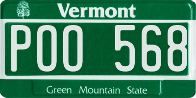 VT license plate POO568