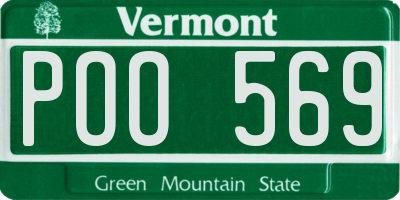 VT license plate POO569