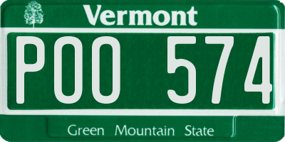 VT license plate POO574