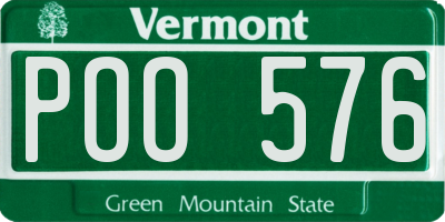 VT license plate POO576