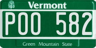 VT license plate POO582