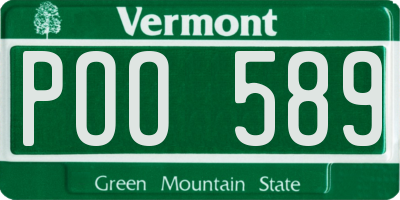VT license plate POO589