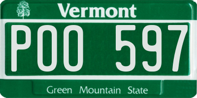 VT license plate POO597