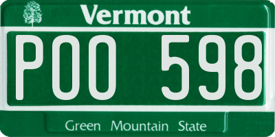 VT license plate POO598