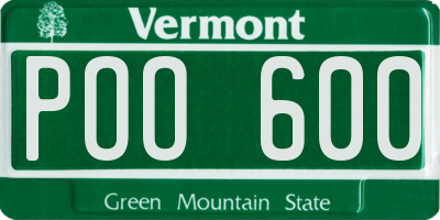 VT license plate POO600