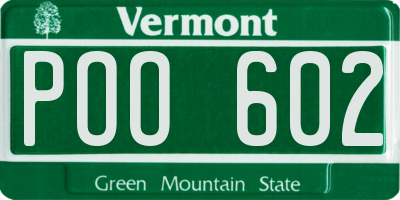VT license plate POO602