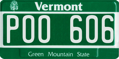 VT license plate POO606