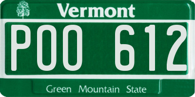 VT license plate POO612
