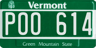 VT license plate POO614
