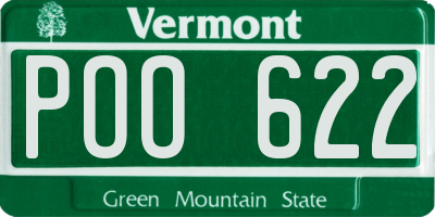 VT license plate POO622