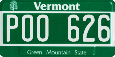 VT license plate POO626