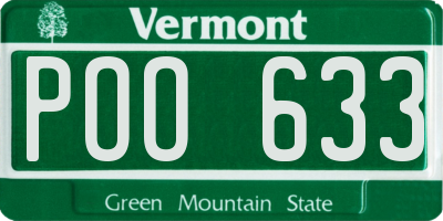 VT license plate POO633