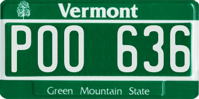 VT license plate POO636
