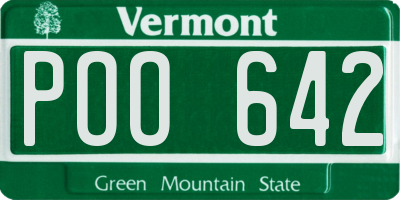 VT license plate POO642