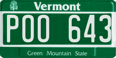 VT license plate POO643
