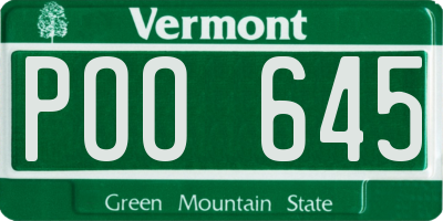 VT license plate POO645