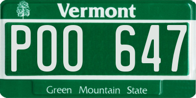 VT license plate POO647