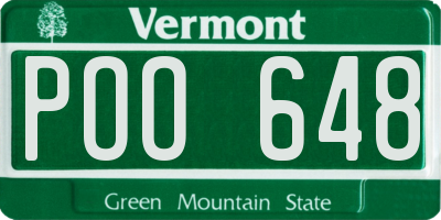 VT license plate POO648