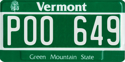 VT license plate POO649