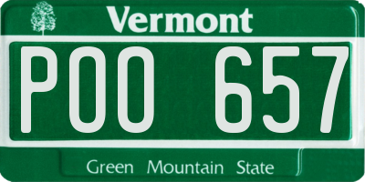 VT license plate POO657