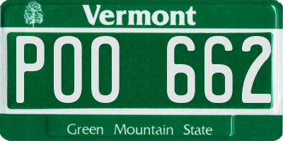 VT license plate POO662