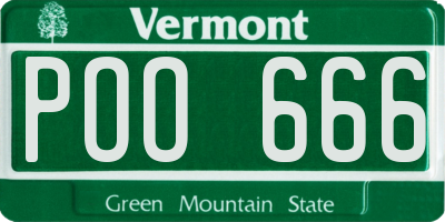 VT license plate POO666