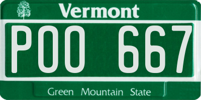 VT license plate POO667