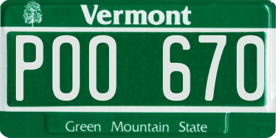 VT license plate POO670