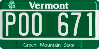 VT license plate POO671