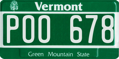 VT license plate POO678