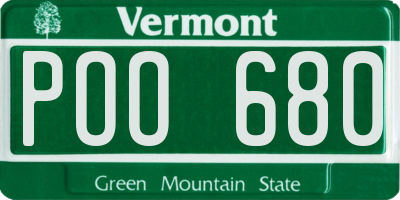 VT license plate POO680