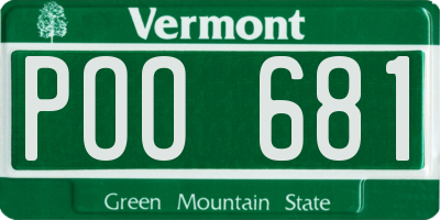 VT license plate POO681