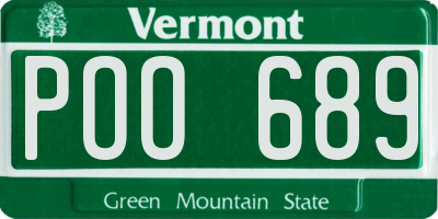 VT license plate POO689