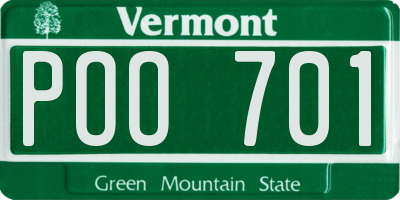 VT license plate POO701
