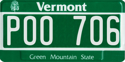 VT license plate POO706