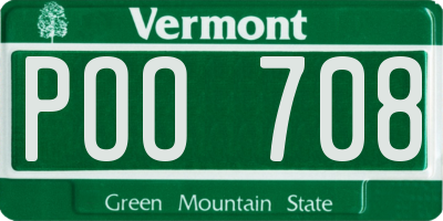 VT license plate POO708