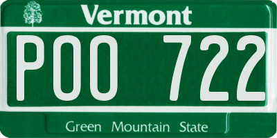 VT license plate POO722