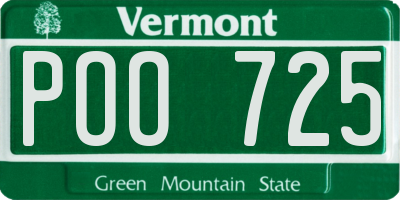 VT license plate POO725